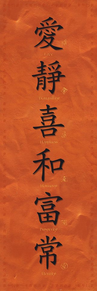 Papermoon Poster Panorama-Poster Nr.344 Japan, 50 X 160 CM, (Japan Symbole Rot Schwarz), genormte Postergröße für Rahmen, Bild Dekoration Wanddeko Motiv Tapete von Papermoon