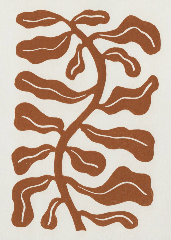 Papermoon Poster Wind Kissed Plant / Saddle Brown, Premium-Leinwanddruck mit UV-beständigen Tinten für intensive Farben von Papermoon