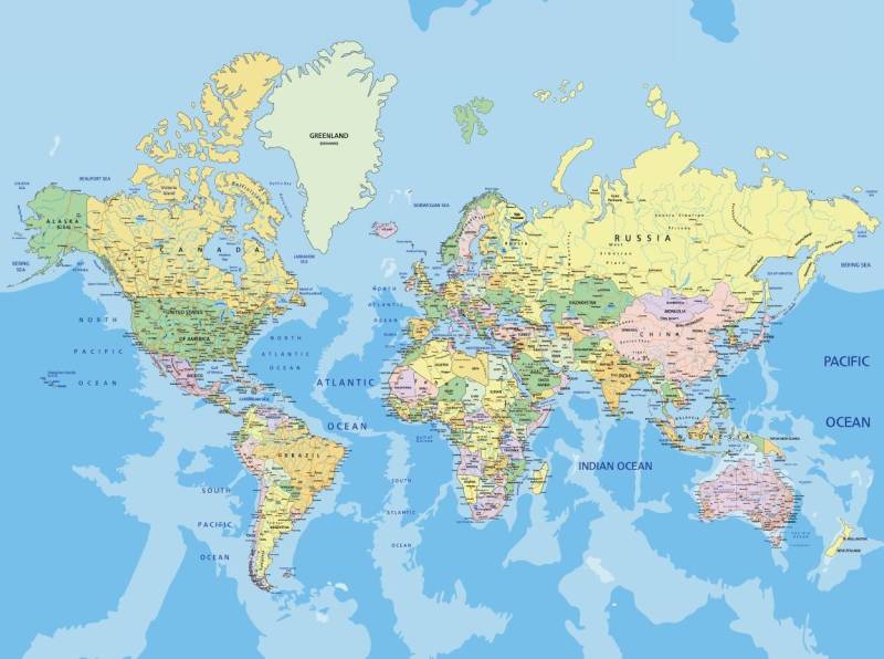 papermoon Vlies- Fototapete Digitaldruck 350 x 260 cm World Map von Papermoon
