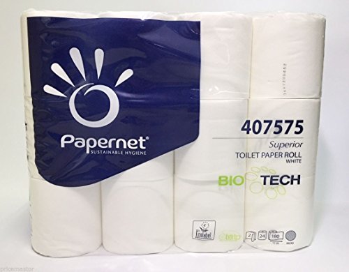 96 Rollen im Paket BIO TECH Toilettenpapier 2-lagig/180 Blatt für Boot, Chemietoiletten, Wohnwagen, Wohnmobile und Caravan von Papernet
