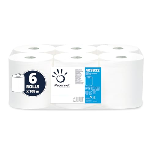 Handtuchrollen, 2-lagig, 108m, Weiß, 6 Stück von Papernet