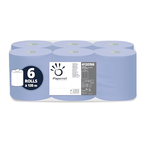 Papernet - Papierhandtuchrolle mit Zentralentnahme 401596, Packung mit 6 Rollen aus reiner Zellulose je 360 m, 900 Abrisse, 2 Lagen, 2.700 Dienste von 37,3x36 cm von Papernet