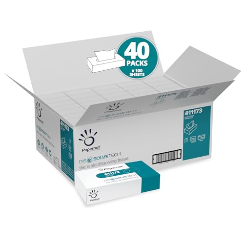 Papernet Dissolve Tech - Gesichtsreinigungstücher 411173, 4.000 Tücher aus reiner Zellulose, biologisch abbaubar und hoch widerstandsfähig, 2 Lagen, 20x21 cm von Papernet