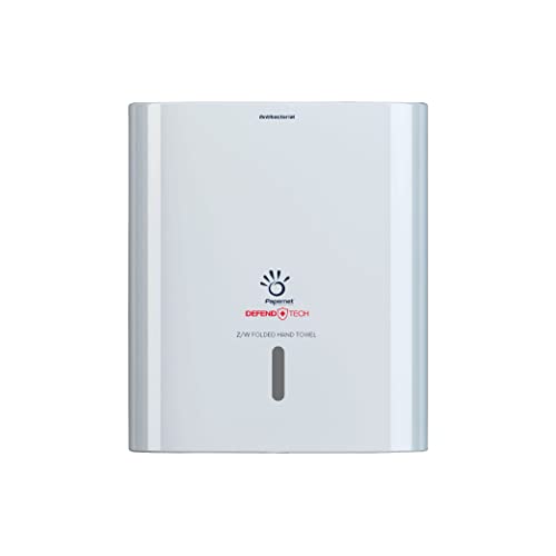 Papernet Defend Tech antibakterieller Papierhandtuchspender 416148 | Kompatibel mit Z/W-Falthandtüchern | Papiertuchspender | weißer Spender von Papernet