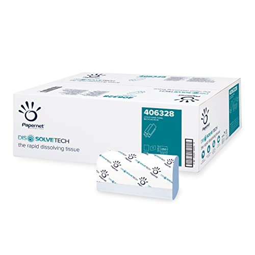 Papernet Dissolve Tech Z-Falz Handtuch 406328 | blaues Recyclingpapier | zusammengefaltet | kompatibel mit antibakteriellem Papierspender C/Z und Z/W | 20 Packungen mit je 250 Blatt 24 x 20,3 cm von Papernet