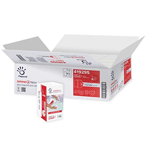 Papernet Fast and Clean Defend Tech Reinigungstücher (419295) | 2-lagige Mehrzweck-Reinigungstücher | Selbstklebende Packung mit antibakterieller Beschichtung | 20 Packungen x 100 Blatt 21,6 x 33,2 cm von Papernet