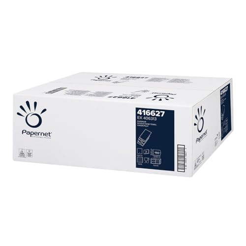 Papernet W-Falz Papierhandtücher 416627, Reiner Zellstoff Weiß, 3.000 Einweg-Falthandtücher, 2-lagig, offene Abmessungen 32x22cm Papernet W-Falz Papierhandtücher 416627, Reiner Zellstoff Weiß, 3.000 Einweg-Falthandtücher, 2-lagig, offene Abmessungen 32x22cm von Papernet