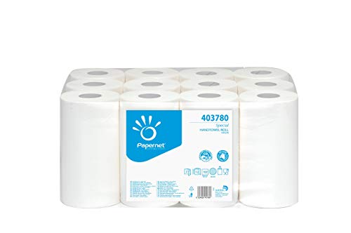 Papernet - Papierhandtuchrolle mit Zentralextraktion (403780), 1 Packung mit 12 Rollen aus Reiner Zellulose à 57 m, 2 Lagen, 163 Risse à 24,4 x 35 cm von Papernet
