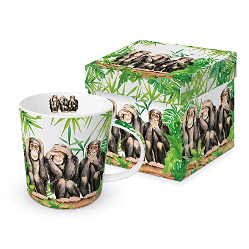 Paperproduct Design Kaffeebecher 3 Affen mit Geschenkbox, Tasse Tiere Tier Geschenkset, Schimpansen von Paperproduct Design