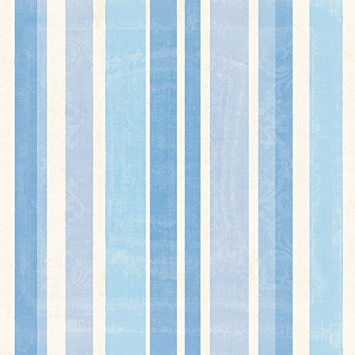 PPD Linen Stripe Aqua Servietten, 20 Stück, Tischservietten, Tissue, Hellblau / Weiß, 33 x 33 cm, 1331993 von Paperproducts Design