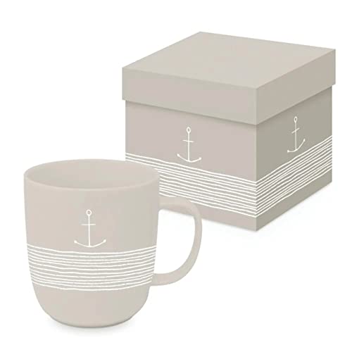 PPD Pure Anchor taupe Matte Mug, in Geschenkbox, Henkelbecher, Kaffeebecher, Becher, Tasse, New Bone China, 400 ml, 604621 von Paperproducts Design