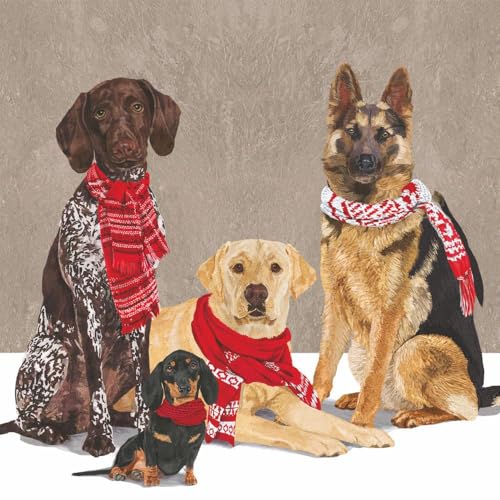 Paperproducts Design 3-lagige Papierservietten mit Winterschal und Hunden, 20 Stück von Paperproducts Design