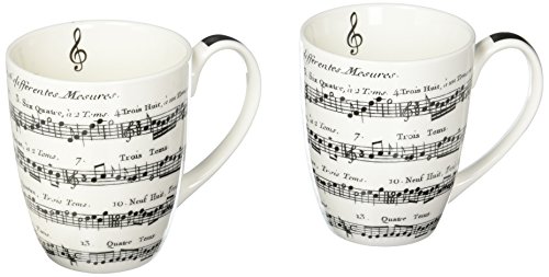 Paperproducts Design Gift Mugs with Distinctive Adagio Design (Set of 2), 7.75 x 3.5 x 4.5", White/Black von Paperproducts Design