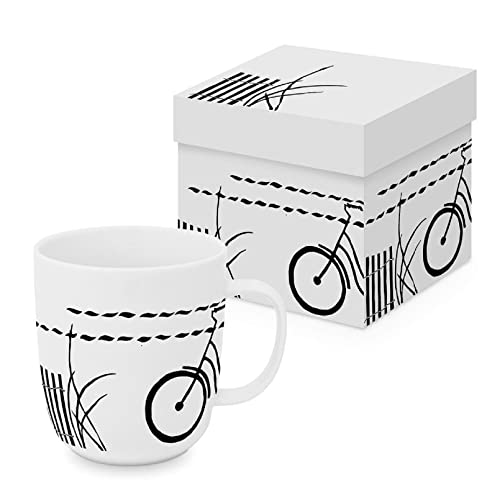 Paperproducts Design PPD - 161402206 - Kaffeebecher, Fahrrad Strand, schwarz, weiß, New Bone China, mit Geschenkkarton, H: 10cm, D: 9cm, 400ml von Paperproducts Design