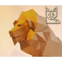 Beschützer Löwe Bastelbogen Aus Papier. Löwenfigur, Statue Löwe, Papercraft Von Paperwolf, Kinderzimmer Deko von PaperwolfsShop