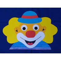 Fensterbild Tonkarton Clown Fenstergucker Blauer Hut Karneval Fasching Deko Neu von PapierSchereDeko