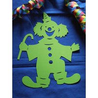 Fensterbild Tonkarton Clown Mit Stock 30 cm Filigran Karneval Fasching Farbwunsch Deko Neu von PapierSchereDeko