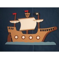 Fensterbild Tonkarton Piratenschiff Beidseitig Pirat Junge Kinderzimmer Handarbeit Deko Neu von PapierSchereDeko