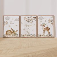 Kinderzimmer Poster 3Er Set Rehkitz Personalisiert Wandbild Kinderposter Geschenk Zur Geburt Geburtsposter Kinderzimmer Poster 3Er Set Rehkitz Personalisiert Wandbild Kinderposter Geschenk Zur Geburt Geburtsposter von PapierTraeume123
