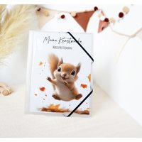 Zeichenmappe A3 Oder A4 Sammelmappe Postmappe Personalisiert Springendes Eichhörnchen von PapierTraeume123