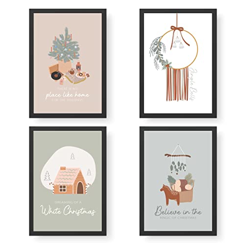 Papierdrachen Kunstdrucke Weihnachten 4 Premium Poster DIN A4 | Bilder als Weihnachtsdekoration - Boho Christmas - hochwertig | ungerahmt | Wandbild - Set 2 von Papierdrachen
