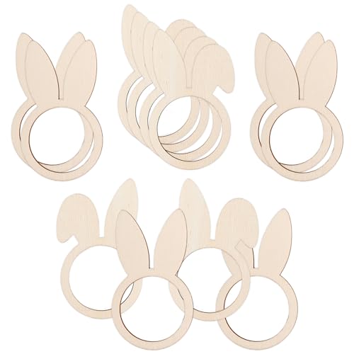 Papierdrachen 12 Hasenohren Serviettenringe - Tischdekoration aus Holz - Rustikale Osterdekoration - Ostern Besteck von Papierdrachen