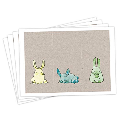 Papierdrachen 12 Oster Aufkleber zum Basteln und Dekorieren - Motiv bunte Osterhasen rechteckig - Sticker Nr 15 - Ostern 2023 von Papierdrachen
