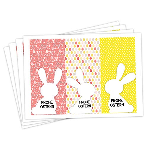 Papierdrachen 12 Oster Aufkleber zum Basteln und Dekorieren - Motiv bunte Osterhasen rechteckig - Sticker Nr 5 - Ostern 2023 von Papierdrachen