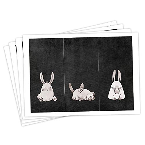 Papierdrachen 12 Oster Aufkleber zum Basteln und Dekorieren - Motiv weiße Osterhasen auf schwarzer Tafelfolie (rechteckig) - Sticker Nr 14 - Ostern 2023 von Papierdrachen