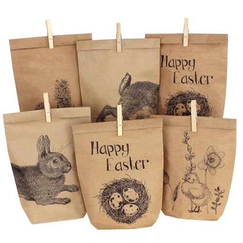 Papierdrachen 12 Ostertüten mit Hasen, Blumen und Küken - ideale Geschenkidee oder Oster Dekoration - Bedruckte Tüten mit Holzklammern | Osternest zum Basteln und Verschenken Papierdrachen 12 Ostertüten mit Hasen, Blumen und Küken - ideale Geschenkidee oder Oster Dekoration - Bedruckte Tüten mit Holzklammern | Osternest zum Basteln und Verschenken von Papierdrachen