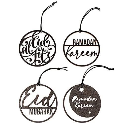 Papierdrachen 12 dekorative Holzanhänger für die Ramadanzeit - als Tischdekoration oder Baumdeko in schwarz - Set 6 von Papierdrachen
