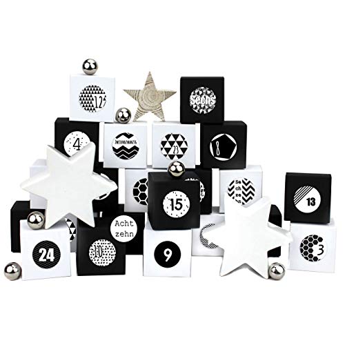 24 Adventskalender Kisten - mit Zahlenaufklebern zum selber Befüllen - 24 schwarz-weiße Schachteln zum Aufstellen und zum Befüllen - 24 Boxen - von Papierdrachen von Papierdrachen