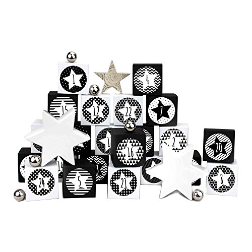 Papierdrachen 24 Adventskalender Kisten - zum selber befüllen - mit 24 Zahlenaufklebern - mit schwarz-weißen Kisten - von Papierdrachen von Papierdrachen