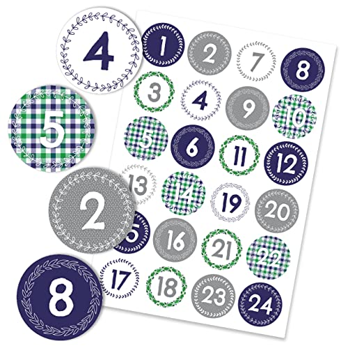 Papierdrachen 24 Adventskalender Zahlenaufkleber - Blau-grün Nr 44 - Sticker 4cm - zum Basteln und Dekorieren deines ganz persönlichen Adventskalenders von Papierdrachen