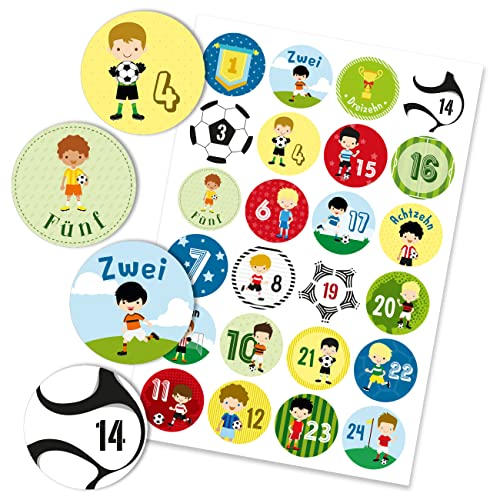 Papierdrachen 24 Adventskalender Zahlenaufkleber - Fußballer Nr 42 - Sticker 4cm - zum Basteln und Dekorieren deines ganz persönlichen Adventskalenders von Papierdrachen
