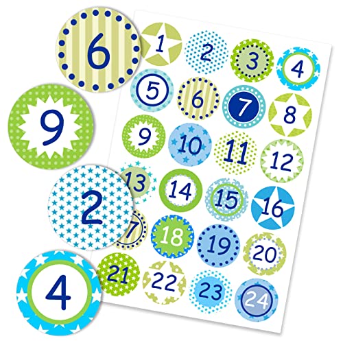 Papierdrachen 24 Adventskalender Zahlenaufkleber - Nr. 13 - Sticker 4 cm - zum Basteln und Dekorieren von Papierdrachen