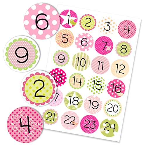 Papierdrachen 24 Adventskalender Zahlenaufkleber - Nr 14 - Sticker 4cm - zum Basteln und Dekorieren von Papierdrachen