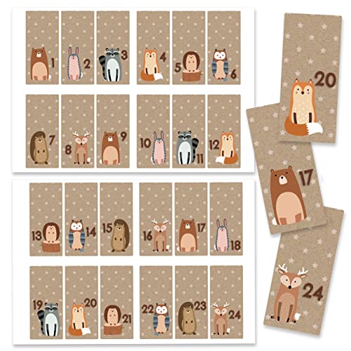 Papierdrachen 24 Adventskalender Zahlenaufkleber - Nr. 34 - Sticker 4 cm - zum Basteln und Dekorieren von Papierdrachen