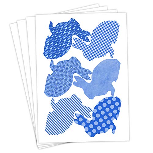 Papierdrachen 24 Oster Aufkleber zum Basteln und Dekorieren - Motiv blau silhouettierte Osterhasen - Sticker Nr 20 - Ostern 2023 von Papierdrachen