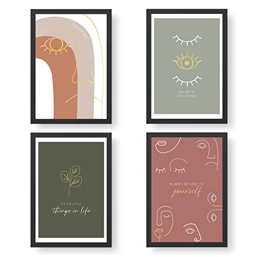 Papierdrachen 4 Premium Poster DIN A4 | Bilder für Küche und Wohnzimmer - mit Goldfolierung - Lineart - hochwertige ungerahmte Kunstdrucke mit Spruch | Dekoration | Wandbild - Set 8 von Papierdrachen