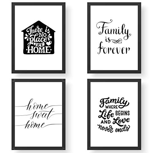 Papierdrachen 4 Premium Poster DIN A4 | Bilder für Küche und Wohnzimmer - schwarz-weiß - Home & Family - hochwertige ungerahmte Kunstdrucke mit Spruch | Dekoration | Wandbild von Papierdrachen