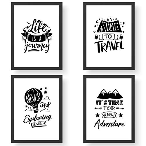 Papierdrachen 4 Premium Poster DIN A4 | Bilder für Küche und Wohnzimmer - schwarz-weiß - Travel - hochwertige ungerahmte Kunstdrucke mit Spruch | Dekoration | Wandbild von Papierdrachen