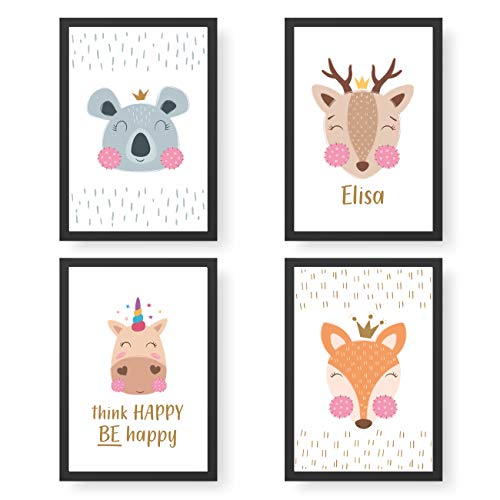 Papierdrachen 4 Premium Poster DIN A4 | Personalisierte Wandbilder für Kinderzimmer - Tiere - hochwertige individualisierbare Kunstdrucke | Dekoration | Wandbild mit Namen von Papierdrachen