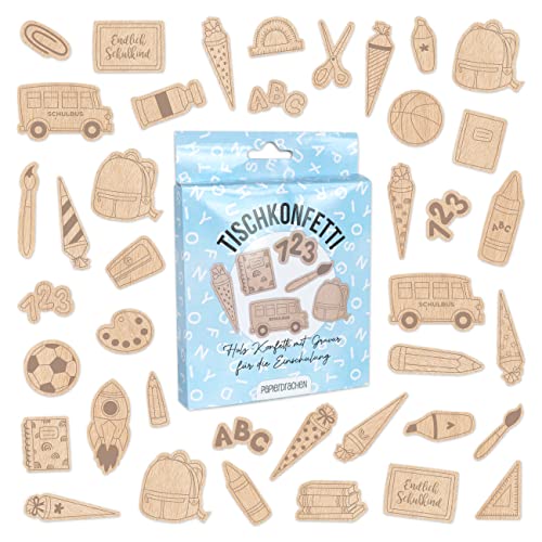 Papierdrachen 40 Konfetti aus Holz für die Tischdekoration zur Einschulungsfeier - tolle Dekoration für die Einschulungsfeier - Holz mit Gravur - Set 3 Papierdrachen 40 Konfetti aus Holz für die Tischdekoration zur Einschulungsfeier - tolle Dekoration für die Einschulungsfeier - Holz mit Gravur - Set 3 von Papierdrachen