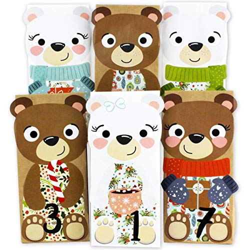 Papierdrachen Adventskalender zum Befüllen - Bären zum Aufkleben - mit 24 weißen und braunen Papiertüten und tollen Stickern für Kinder - Weihnachten Papierdrachen Adventskalender zum Befüllen - Bären zum Aufkleben - mit 24 weißen und braunen Papiertüten und tollen Stickern für Kinder - Weihnachten von Papierdrachen