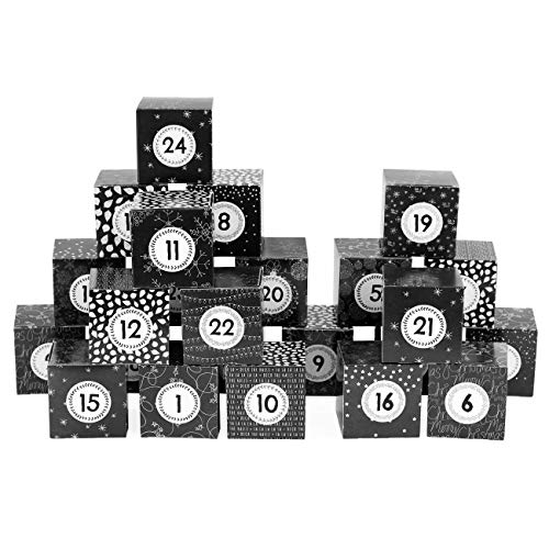 Papierdrachen DIY Adventskalender zum Befüllen - Kisten Set - Motiv schwarze Tafeloptik - 24 bunte Schachteln aus Karton zum Aufstellen und zum Befüllen - 24 Boxen - Weihnachten Papierdrachen DIY Adventskalender zum Befüllen - Kisten Set - Motiv schwarze Tafeloptik - 24 bunte Schachteln aus Karton zum Aufstellen und zum Befüllen - 24 Boxen - Weihnachten von Papierdrachen