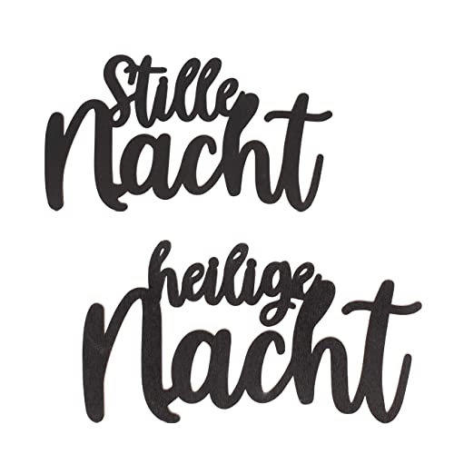 Papierdrachen Edle Weihnachtsdekoration - Schriftzug Stille Nacht aus Holz - Wanddeko | Tischdekoration zu Weihnachten - beidseitig lackiert - schwarz - wiederverwendbar von Papierdrachen