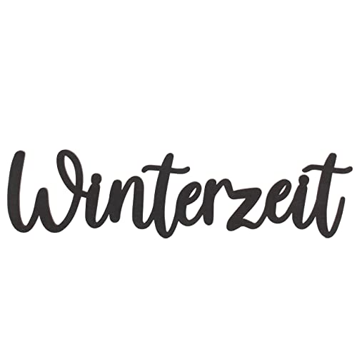 Papierdrachen Edle Weihnachtsdekoration - Schriftzug Winterzeit aus Holz - Wanddeko | Tischdekoration zu Weihnachten - beidseitig lackiert - schwarz - wiederverwendbar von Papierdrachen