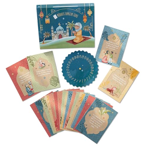 Papierdrachen Kartenkalender für Kinder zum Ramadan - 30 Karten DIN A6 - tägliche Inspiration - Ramadan-Countdown - Set 01 von Papierdrachen
