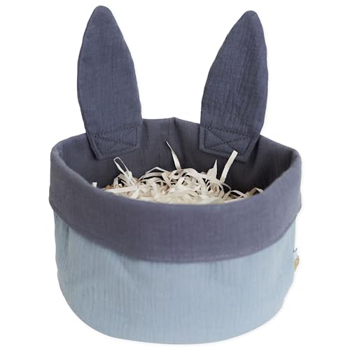 Papierdrachen Osternest mit Hasenohren Blau - aus Musselin - perfekte Frühlingsdekoration - Osterdeko von Papierdrachen